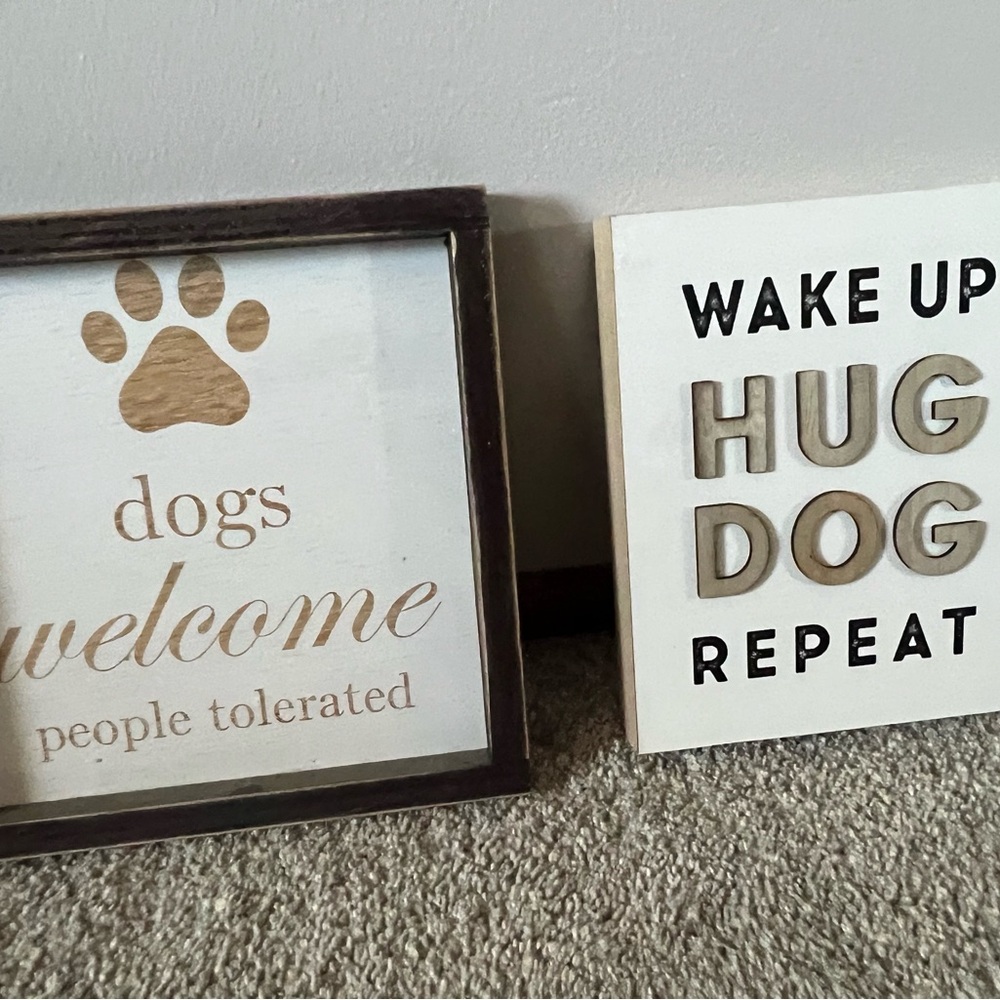 Brown and White Dog-Themed Decor Accents